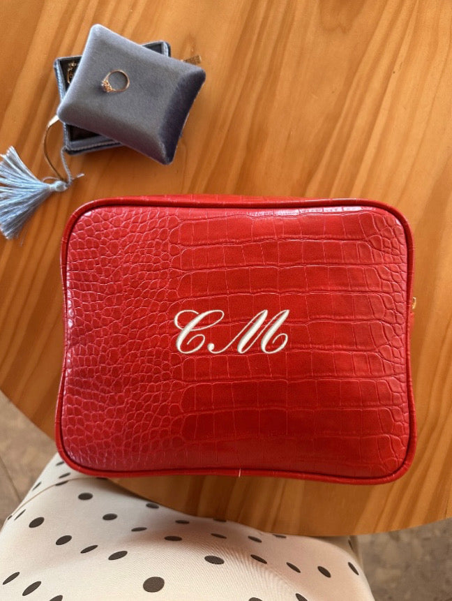 Monogram Large Croc Pouch