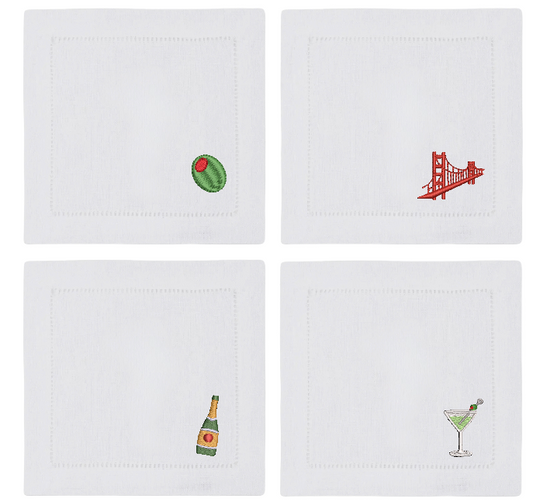 Custom Icon Cocktail Napkin Set of 4