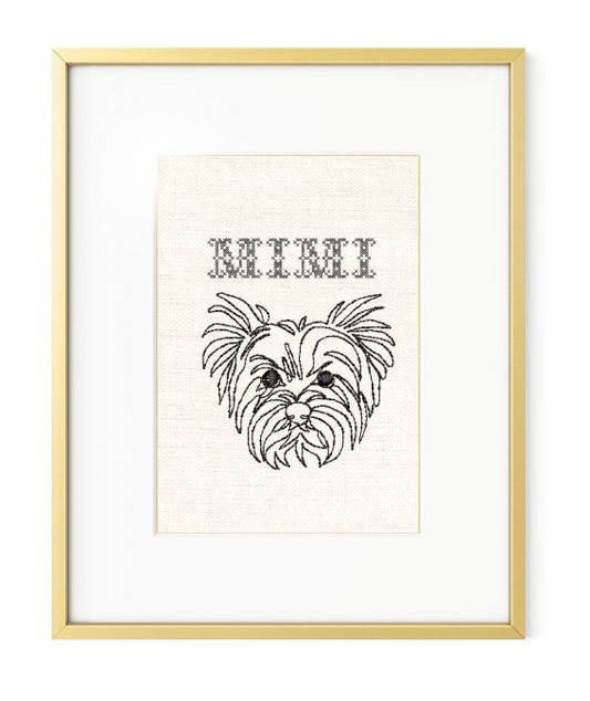 Pet + Name Embroidered Cross Stitch Textile